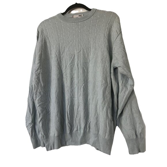 I Levrieri Mens Sweater Cashmere Silk Cable Knit Sz XL Light Blue Preppy Italy - Picture 1 of 6